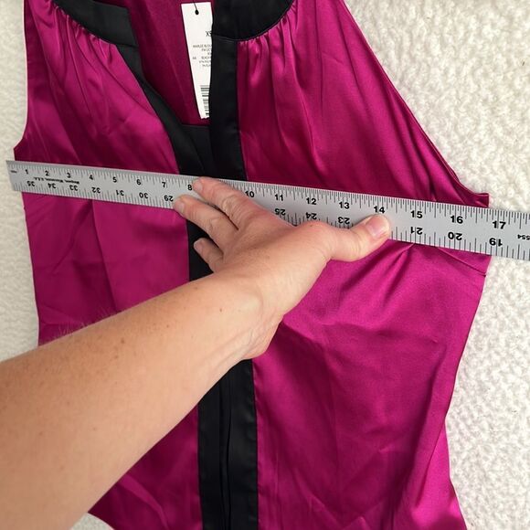 Tahari Blouse Womens XS Pink Satin Halter Neck Sleeveless Tank‎ Top Shirt - Picture 3 of 6
